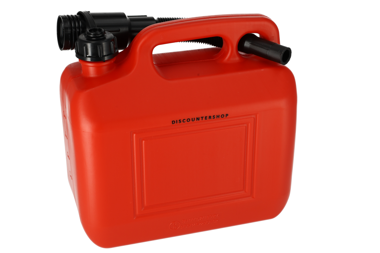Discountershop Kunststof Brandstof Jerrycan - 5 Liter Rood - Polyethylene - met Schenktuit en Kraan - Voor Benzine, Diesel, Petrol & Meer