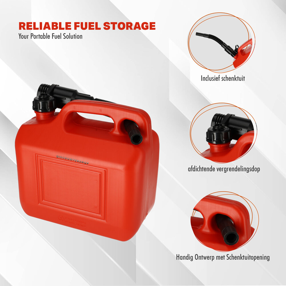 Discountershop Fuel Jerry Can 5 Liter - Set of 2 - Red Gasoline Can with Pouring Spout - Plastic Plastic Jerry Can with Lockable Hood Discountershop Fuel Jerry Can 5 Liter - Set of 2 - Red Gasoline Can with Pouring Spout - Plastic Plastic Jerry Can with Lockable Hood