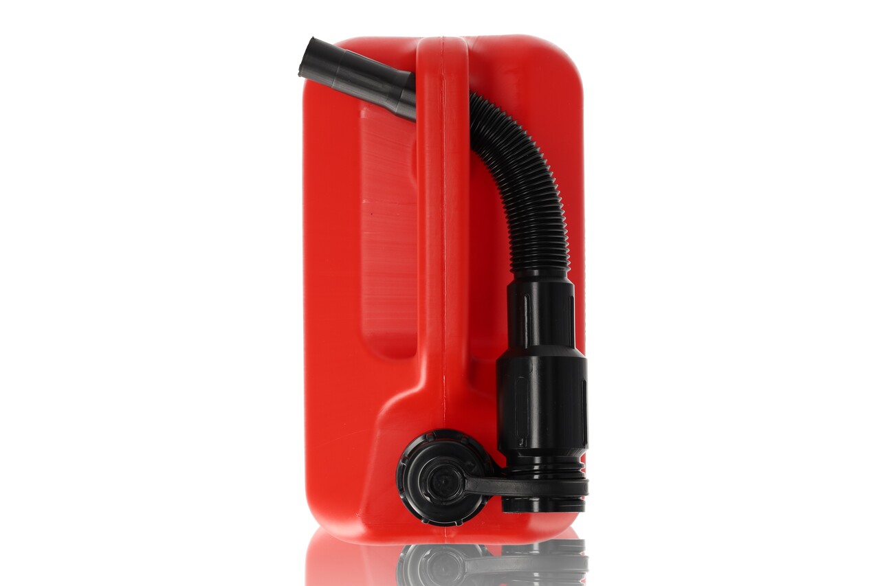 Discountershop Fuel Jerry Can 5 Liter - Set of 2 - Red Gasoline Can with Pouring Spout - Plastic Plastic Jerry Can with Lockable Hood Discountershop Fuel Jerry Can 5 Liter - Set of 2 - Red Gasoline Can with Pouring Spout - Plastic Plastic Jerry Can with Lockable Hood