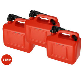 Discountershop 3x Kunststof Brandstof Jerrycan - 5 Liter Rood - Benzinekan met Schenktuit en Kraan - Voor Benzine, Diesel, Petrol & Meer - Heavy Duty Discountershop 3x Kunststof Brandstof Jerrycan - 5 Liter Rood - Benzinekan met Schenktuit en Kraan - Voor Benzine, Diesel, Petrol & Meer - Heavy Duty