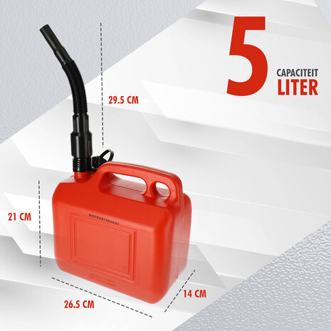 Discountershop 3x Plastic Fuel Jerrycan - 5 Liter Red - Polyethylene - with Spout and Lockable Lid - For Gasoline, Diesel, Petrol & More Discountershop 3x Plastic Fuel Jerrycan - 5 Liter Red - Polyethylene - with Spout and Lockable Lid - For Gasoline, Diesel, Petrol & More