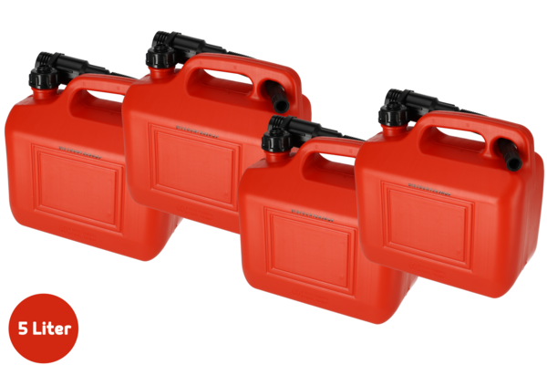 Discountershop 4x Fuel Can for Gasoline, Petrol & More - 5 Liter each - With Pouring Spout & Lockable Lid Discountershop 4x Fuel Can for Gasoline, Petrol & More - 5 Liter each - With Pouring Spout & Lockable Lid