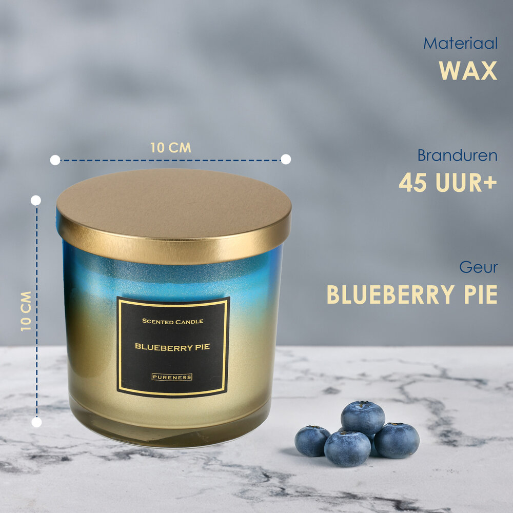 Merkloos Geurkaars in Glas Blueberry Pie - Zoete Scented Candle - 45 Uur Brandtijd