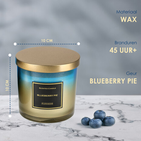 Merkloos Geurkaars in Glas Blueberry Pie - Zoete Scented Candle - 45 Uur Brandtijd