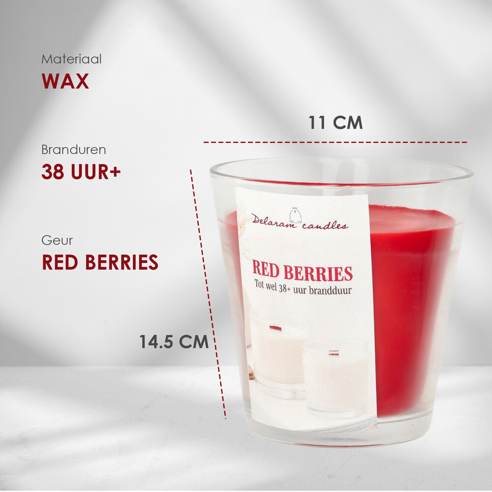 Delaram Geurkaars Berries -  Rood  - 38 uur Branduren - Goedkope Geurkaarsen voor Woonkamer, Eetkamer, & Slaapkamer Delaram Geurkaars Berries -  Rood  - 38 uur Branduren - Goedkope Geurkaarsen voor Woonkamer, Eetkamer, & Slaapkamer