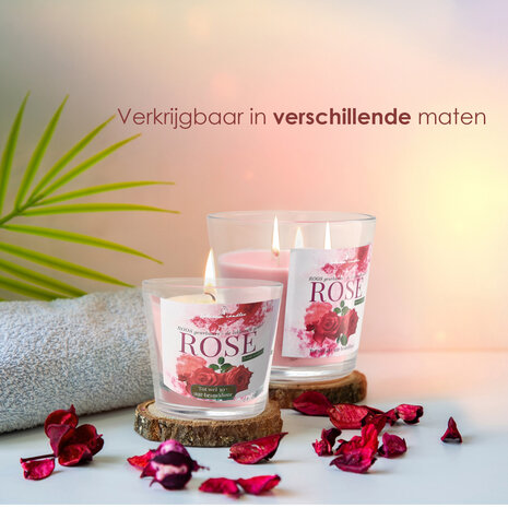 Delaram Luxe Geurkaars in Glas - 30 uur Branduren - Rose Geurkaars - Romantische Kaarsen voor Vrouwen & Mannen