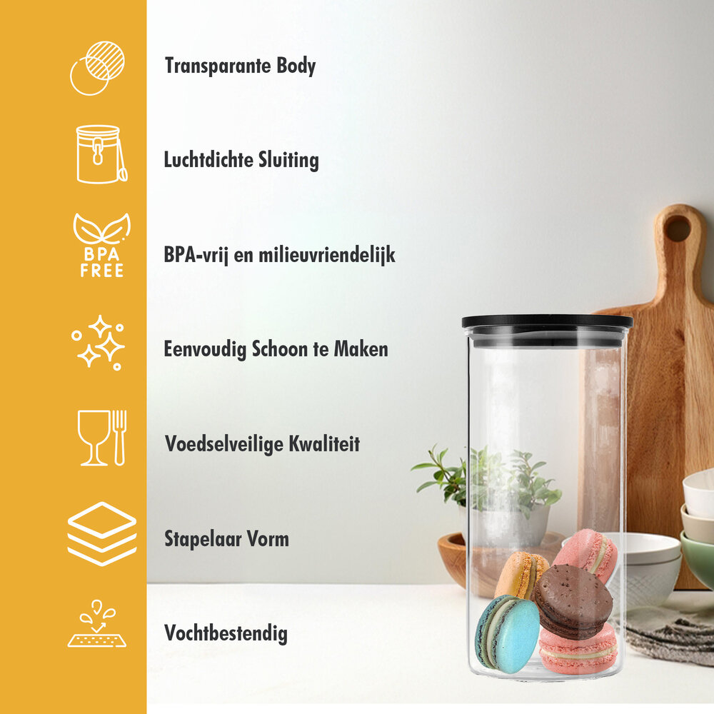 Discountershop Voorraadpotten Set 3-Delig | Glazen Voorraadbussen 575ML, 800ML, 1050ML | Luchtdichte Deksel | BPA-vrij Discountershop Voorraadpotten Set 3-Delig | Glazen Voorraadbussen 575ML, 800ML, 1050ML | Luchtdichte Deksel | BPA-vrij