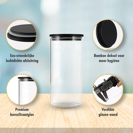 Discountershop Voorraadpotten Set 3-Delig | Glazen Voorraadbussen 575ML, 800ML, 1050ML | Luchtdichte Deksel | BPA-vrij Discountershop Voorraadpotten Set 3-Delig | Glazen Voorraadbussen 575ML, 800ML, 1050ML | Luchtdichte Deksel | BPA-vrij