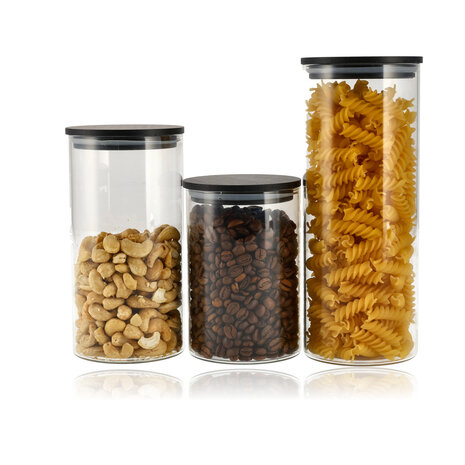 Discountershop Voorraadpotten Set 3-Delig | Glazen Voorraadbussen 575ML, 800ML, 1050ML | Luchtdichte Deksel | BPA-vrij Discountershop Voorraadpotten Set 3-Delig | Glazen Voorraadbussen 575ML, 800ML, 1050ML | Luchtdichte Deksel | BPA-vrij