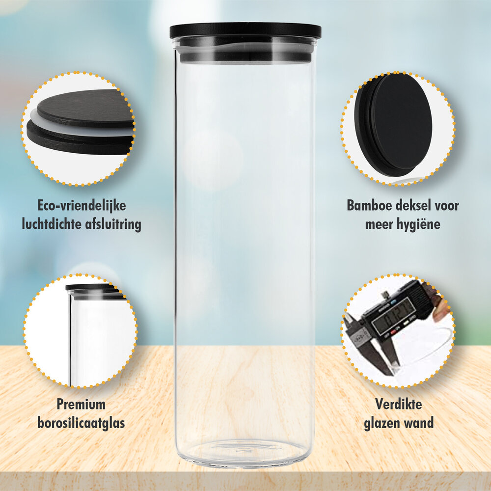 Discountershop Glazen Voorraadpotten 1050ML - Set van 3  | BPA-vrij | Bewaarpot voor o.a. Pasta, Rijst, Koffie Discountershop Glazen Voorraadpotten 1050ML - Set van 3  | BPA-vrij | Bewaarpot voor o.a. Pasta, Rijst, Koffie