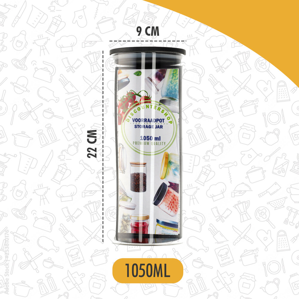 Discountershop Glazen Voorraadpotten 1050ML - Set van 3  | BPA-vrij | Bewaarpot voor o.a. Pasta, Rijst, Koffie Discountershop Glazen Voorraadpotten 1050ML - Set van 3  | BPA-vrij | Bewaarpot voor o.a. Pasta, Rijst, Koffie