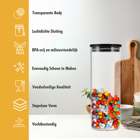 Discountershop Glass Kitchen Storage Jar 1050ML - Set of 3 pcs | BPA-free | Airtight Glass Containers for Food Storage Discountershop Glass Kitchen Storage Jar 1050ML - Set of 3 pcs | BPA-free | Airtight Glass Containers for Food Storage