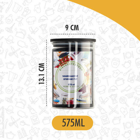Discountershop Glass Storage Jar 575ML | BPA-free | Airtight Lid | Kitchen Storage