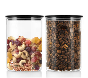 Discountershop Glass Storage Jars - Set of 2 - 575ml Each | BPA-free | Storage Containers with Airtight Bamboo Lid Discountershop Glass Storage Jars - Set of 2 - 575ml Each | BPA-free | Storage Containers with Airtight Bamboo Lid