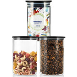 Discountershop Glass Storage Jars - Set of 3 - 575ml | BPA-free Kitchen Storage Containers | Airtight Bamboo Lid Discountershop Glass Storage Jars - Set of 3 - 575ml | BPA-free Kitchen Storage Containers | Airtight Bamboo Lid
