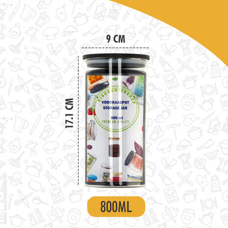 Discountershop Glazen Voorraadpot 800ML | BPA-vrij Luchtdichte Pot met Bamboe Deksel | Vaatwasserbestendig Discountershop Glazen Voorraadpot 800ML | BPA-vrij Luchtdichte Pot met Bamboe Deksel | Vaatwasserbestendig