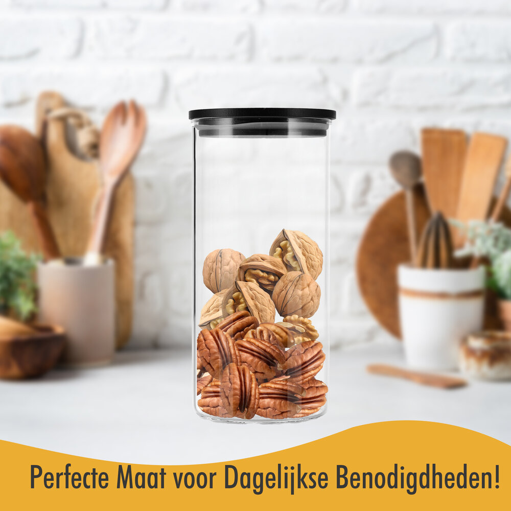 Discountershop Glass Storage Jars 800ML - Set of 2 | BPA Free & Dishwasher Safe | Airtight Kitchen Storage Jars with Bamboo Lid Discountershop Glass Storage Jars 800ML - Set of 2 | BPA Free & Dishwasher Safe | Airtight Kitchen Storage Jars with Bamboo Lid