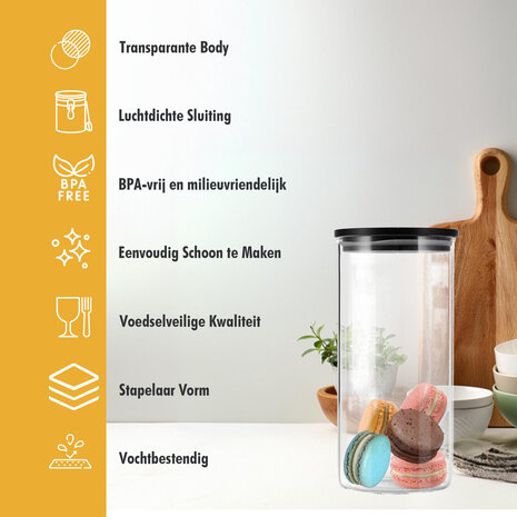 Discountershop Glass Storage Jars 800ML - Set of 2 | BPA Free & Dishwasher Safe | Airtight Kitchen Storage Jars with Bamboo Lid Discountershop Glass Storage Jars 800ML - Set of 2 | BPA Free & Dishwasher Safe | Airtight Kitchen Storage Jars with Bamboo Lid