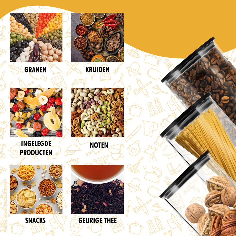 Discountershop Glass Storage Jars 800ML - Set of 2 | BPA Free & Dishwasher Safe | Airtight Kitchen Storage Jars with Bamboo Lid Discountershop Glass Storage Jars 800ML - Set of 2 | BPA Free & Dishwasher Safe | Airtight Kitchen Storage Jars with Bamboo Lid