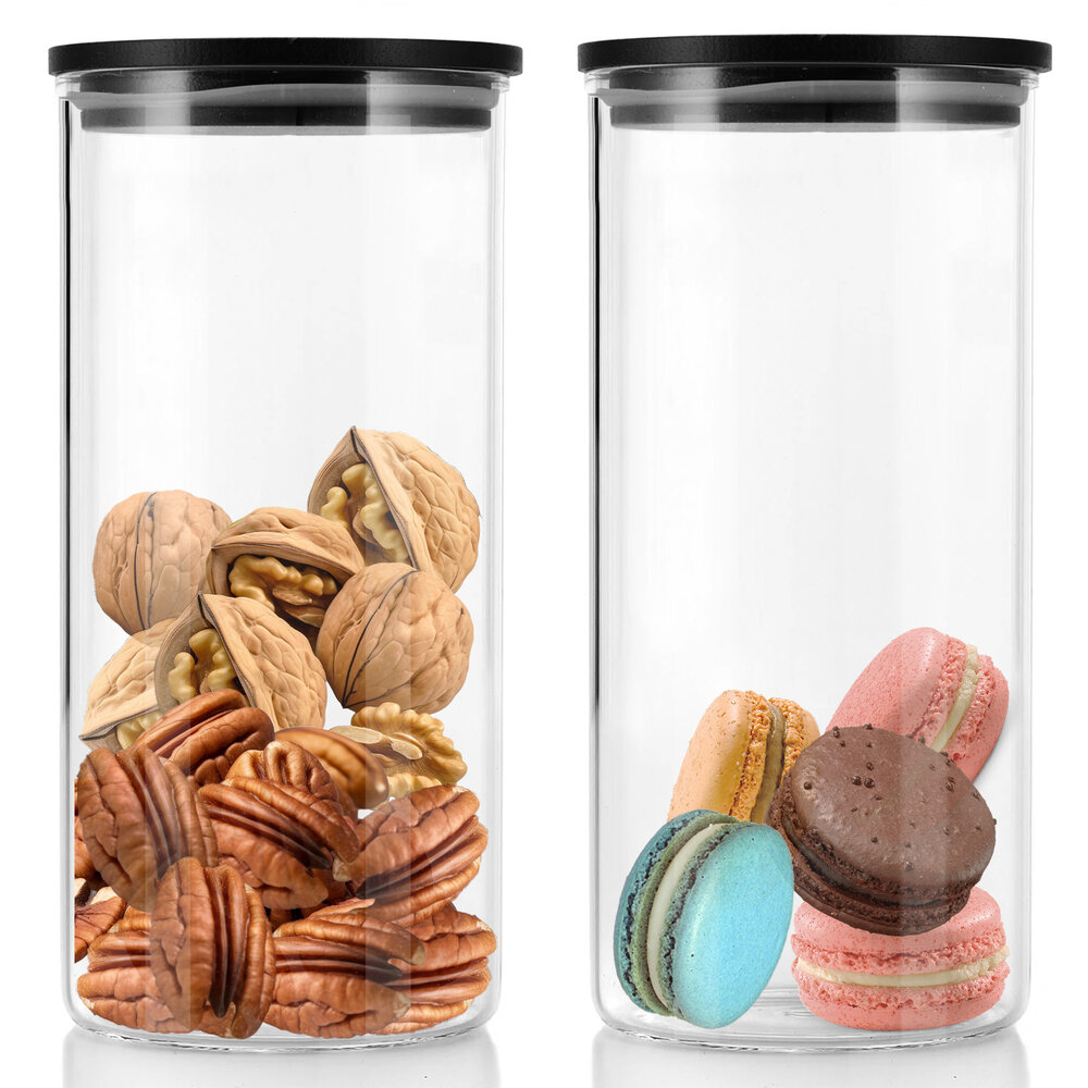 Discountershop Glass Storage Jars 800ML - Set of 2 | BPA Free & Dishwasher Safe | Airtight Kitchen Storage Jars with Bamboo Lid Discountershop Glass Storage Jars 800ML - Set of 2 | BPA Free & Dishwasher Safe | Airtight Kitchen Storage Jars with Bamboo Lid