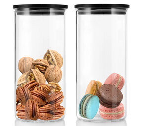 Discountershop Glazen Voorraadbussen 800ML - Set van 2 | BPA-vrij & Vaatwasserbestendig | Luchtdichte Voorraadpotten met Bamboe Deksel Discountershop Glazen Voorraadbussen 800ML - Set van 2 | BPA-vrij & Vaatwasserbestendig | Luchtdichte Voorraadpotten met Bamboe Deksel