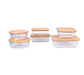 Discountershop Glazen Vershoudbakjes Met Deksel | Set van 6 | Broodtrommel | Ideaal voor Lunch en Voedselopslag | Borosilicaatglas en Bamboo Discountershop Glazen Vershoudbakjes Met Deksel | Set van 6 | Broodtrommel | Ideaal voor Lunch en Voedselopslag | Borosilicaatglas en Bamboo