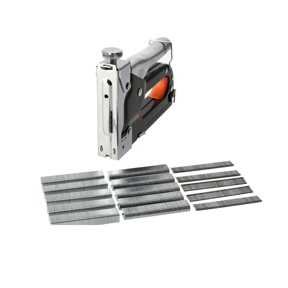 Discountershop Hand Tacker Set | Metal Staple Gun With 1000 Staples | 3 Types of Staples - 10, 11 & 12 mm | Adjustable Shooting Power Discountershop Hand Tacker Set | Metal Staple Gun With 1000 Staples | 3 Types of Staples - 10, 11 & 12 mm | Adjustable Shooting Power