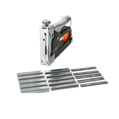 Discountershop Handtacker Set | Metaal Nietpistool Met 1000 Nietjes | 3 Soorten Nietjes - 10, 11 & 12 mm | Instelbare Schietkracht Discountershop Handtacker Set | Metaal Nietpistool Met 1000 Nietjes | 3 Soorten Nietjes - 10, 11 & 12 mm | Instelbare Schietkracht