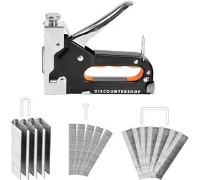 Discountershop Handtacker Set | Metaal Nietpistool Met 1000 Nietjes | 3 Soorten Nietjes - 10, 11 & 12 mm | Instelbare Schietkracht Discountershop Handtacker Set | Metaal Nietpistool Met 1000 Nietjes | 3 Soorten Nietjes - 10, 11 & 12 mm | Instelbare Schietkracht