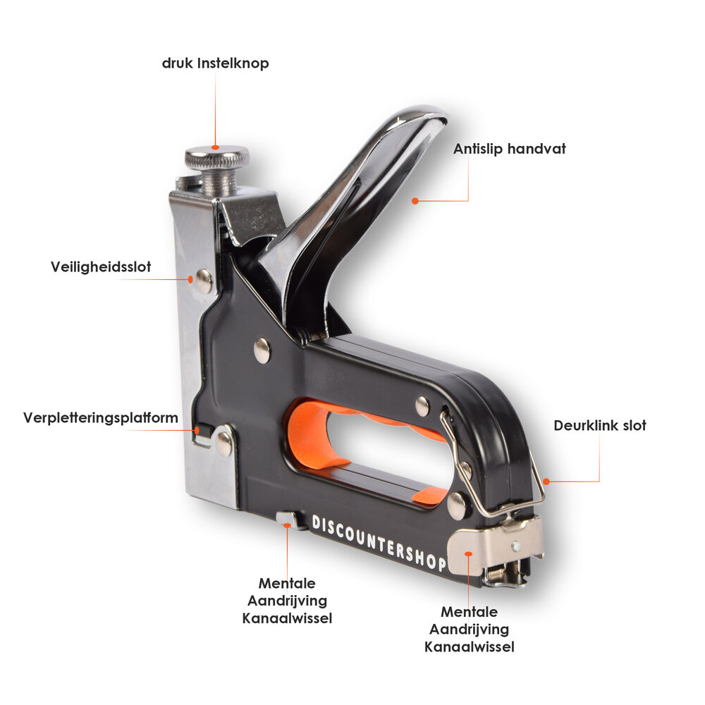 Discountershop Set van 5 Nietpistolen | Heavy Duty Nietmachine | 5000 Nietjes Inclusief | Nietpistool Voor Hout, Stoffering en DIY Projecten Discountershop Set van 5 Nietpistolen | Heavy Duty Nietmachine | 5000 Nietjes Inclusief | Nietpistool Voor Hout, Stoffering en DIY Projecten