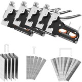 Discountershop Set van 5 Nietpistolen | Heavy Duty Nietmachine | 5000 Nietjes Inclusief | Nietpistool Voor Hout, Stoffering en DIY Projecten