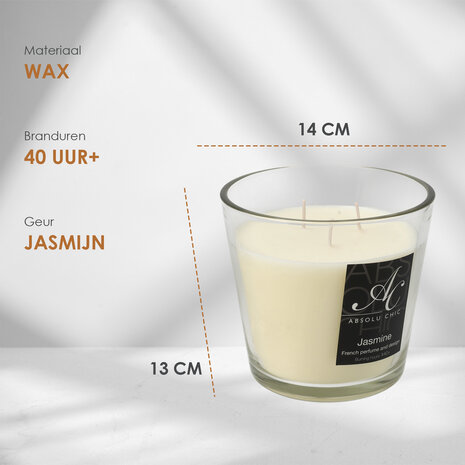 Merkloos Scented Candle Jasmine - Large Beautiful Candles - 48 hours Burning Hours - Luxury Candles in Glass for Living Room Merkloos Scented Candle Jasmine - Large Beautiful Candles - 48 hours Burning Hours - Luxury Candles in Glass for Living Room