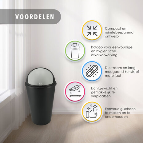 Discountershop Trash Bin 50 Liters Black - Round Garbage Waste Bin with Sliding Lid for Kitchen & Office Discountershop Trash Bin 50 Liters Black - Round Garbage Waste Bin with Sliding Lid for Kitchen & Office