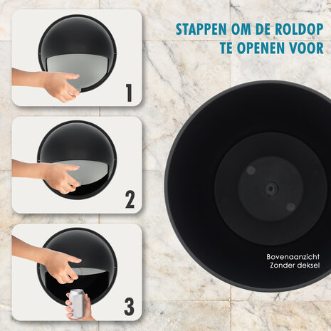 Discountershop Trash Bin 50 Liters Black - Round Garbage Waste Bin with Sliding Lid for Kitchen & Office Discountershop Trash Bin 50 Liters Black - Round Garbage Waste Bin with Sliding Lid for Kitchen & Office