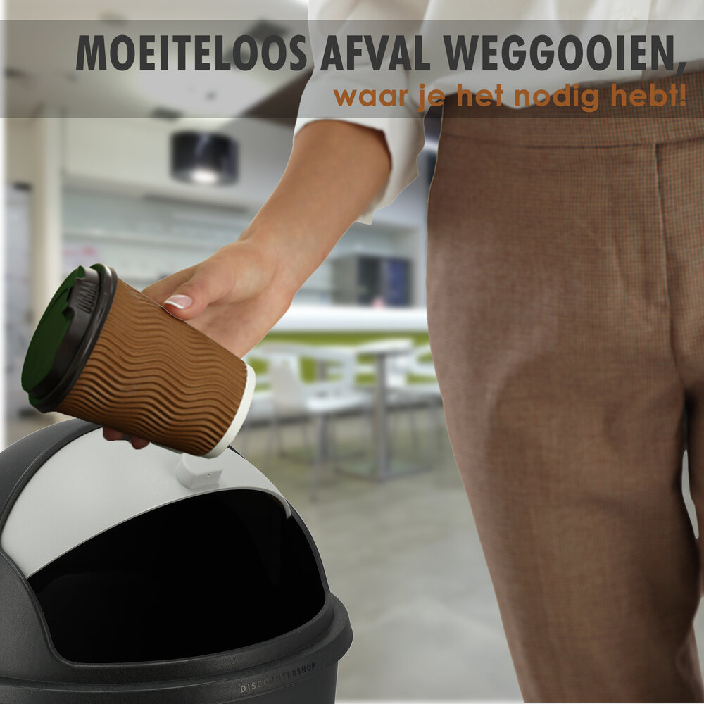 Discountershop Trash Bin 50 Liters Black - Round Garbage Waste Bin with Sliding Lid for Kitchen & Office Discountershop Trash Bin 50 Liters Black - Round Garbage Waste Bin with Sliding Lid for Kitchen & Office