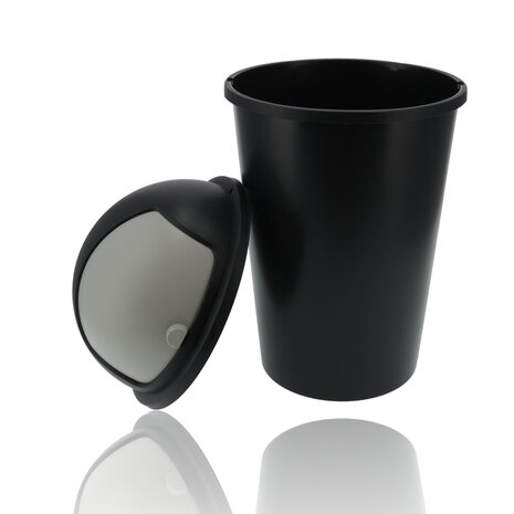 Discountershop Trash Bin 50 Liters Black - Round Garbage Waste Bin with Sliding Lid for Kitchen & Office Discountershop Trash Bin 50 Liters Black - Round Garbage Waste Bin with Sliding Lid for Kitchen & Office