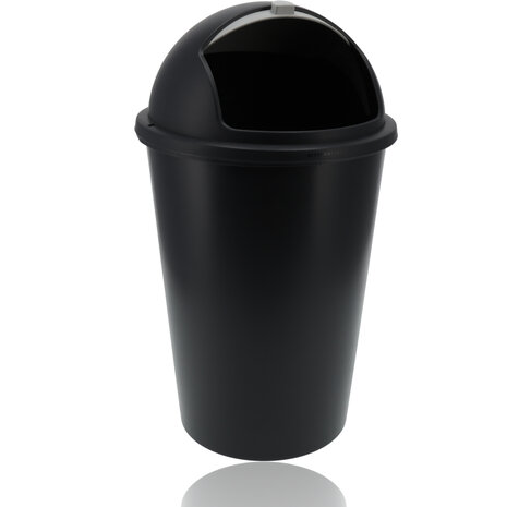 Discountershop Trash Bin 50 Liters Black - Round Garbage Waste Bin with Sliding Lid for Kitchen & Office Discountershop Trash Bin 50 Liters Black - Round Garbage Waste Bin with Sliding Lid for Kitchen & Office