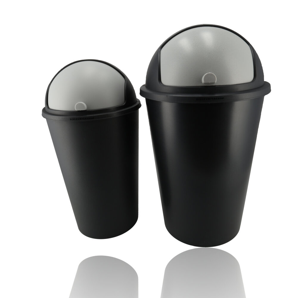 Discountershop Waste Garbage Bins Set of 2 - 50L & 25L Black - Sliding Lid with Lid - Kitchen & Office Discountershop Waste Garbage Bins Set of 2 - 50L & 25L Black - Sliding Lid with Lid - Kitchen & Office
