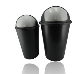 Discountershop Prullenbakken Set van 2 - 50L & 25L Zwart - Schuifklep met Deksel - Keuken & Kantoor Discountershop Prullenbakken Set van 2 - 50L & 25L Zwart - Schuifklep met Deksel - Keuken & Kantoor