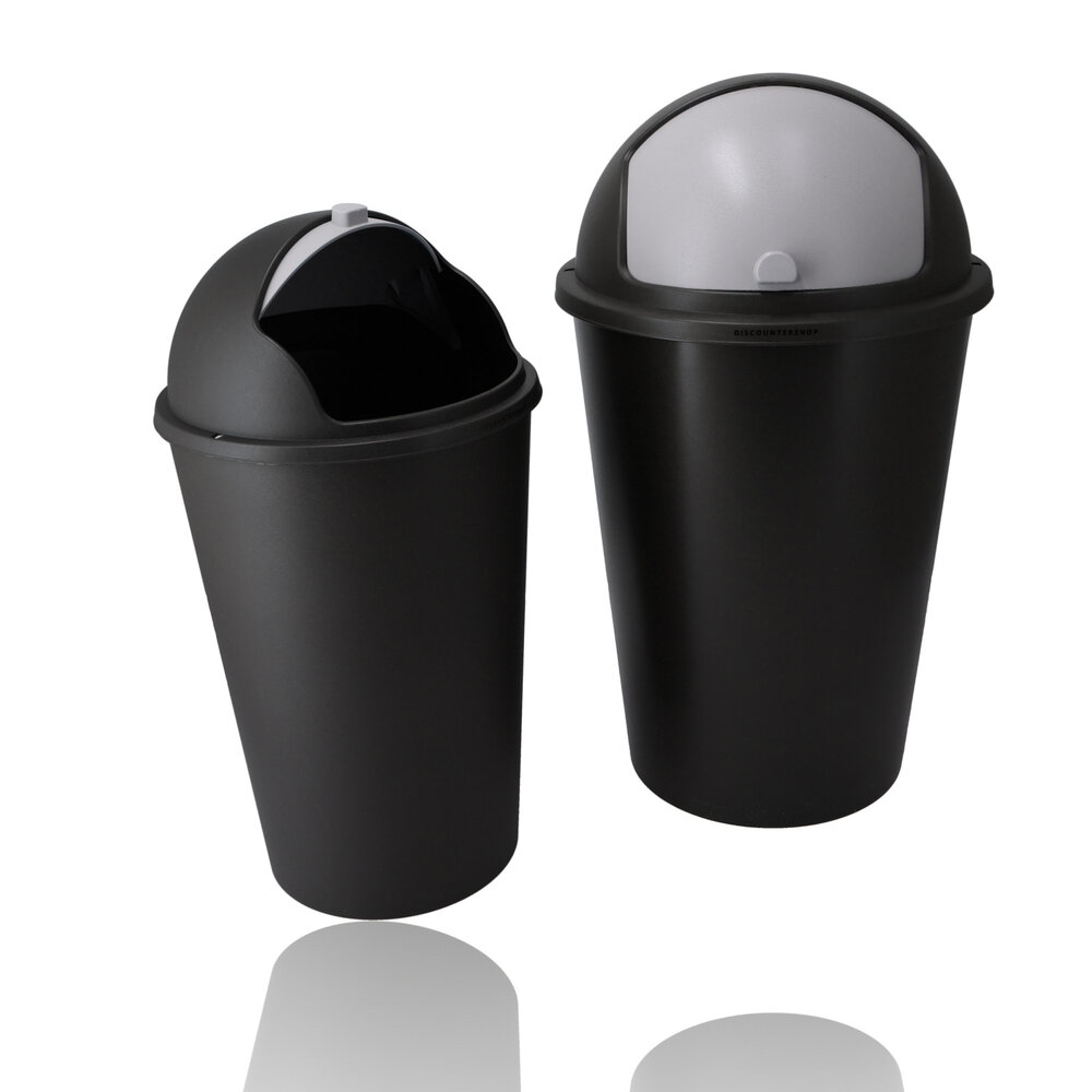 Discountershop Waste Garbage Bins Set of 2 - 50L & 25L Black - Sliding Lid with Lid - Kitchen & Office Discountershop Waste Garbage Bins Set of 2 - 50L & 25L Black - Sliding Lid with Lid - Kitchen & Office