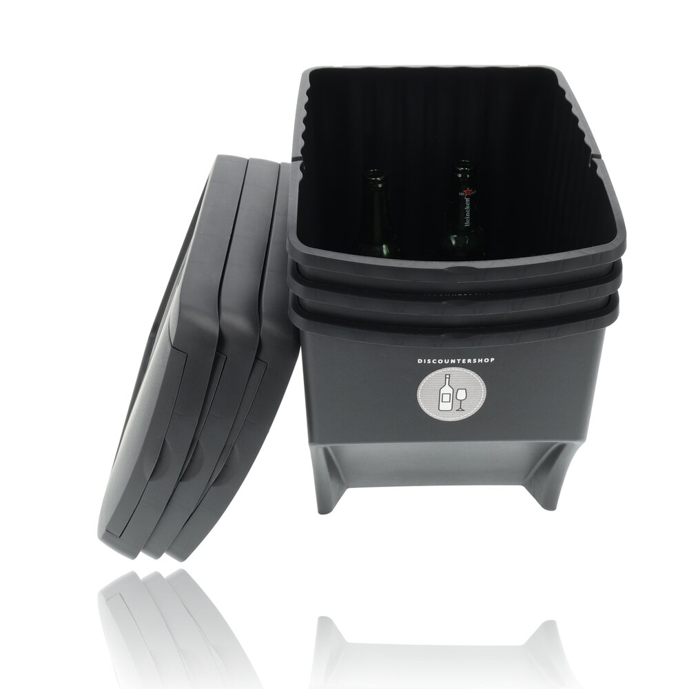 Discountershop Stackable Waste Bins Black - Set of 3 x 22 Liter Waste Separation Bins - Ideal for Recycling and Waste Management Discountershop Stackable Waste Bins Black - Set of 3 x 22 Liter Waste Separation Bins - Ideal for Recycling and Waste Management