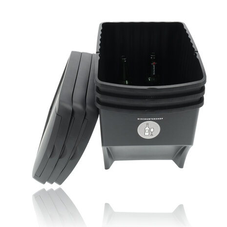 Discountershop Stackable Waste Bins Black - Set of 3 x 22 Liter Waste Separation Bins - Ideal for Recycling and Waste Management Discountershop Stackable Waste Bins Black - Set of 3 x 22 Liter Waste Separation Bins - Ideal for Recycling and Waste Management