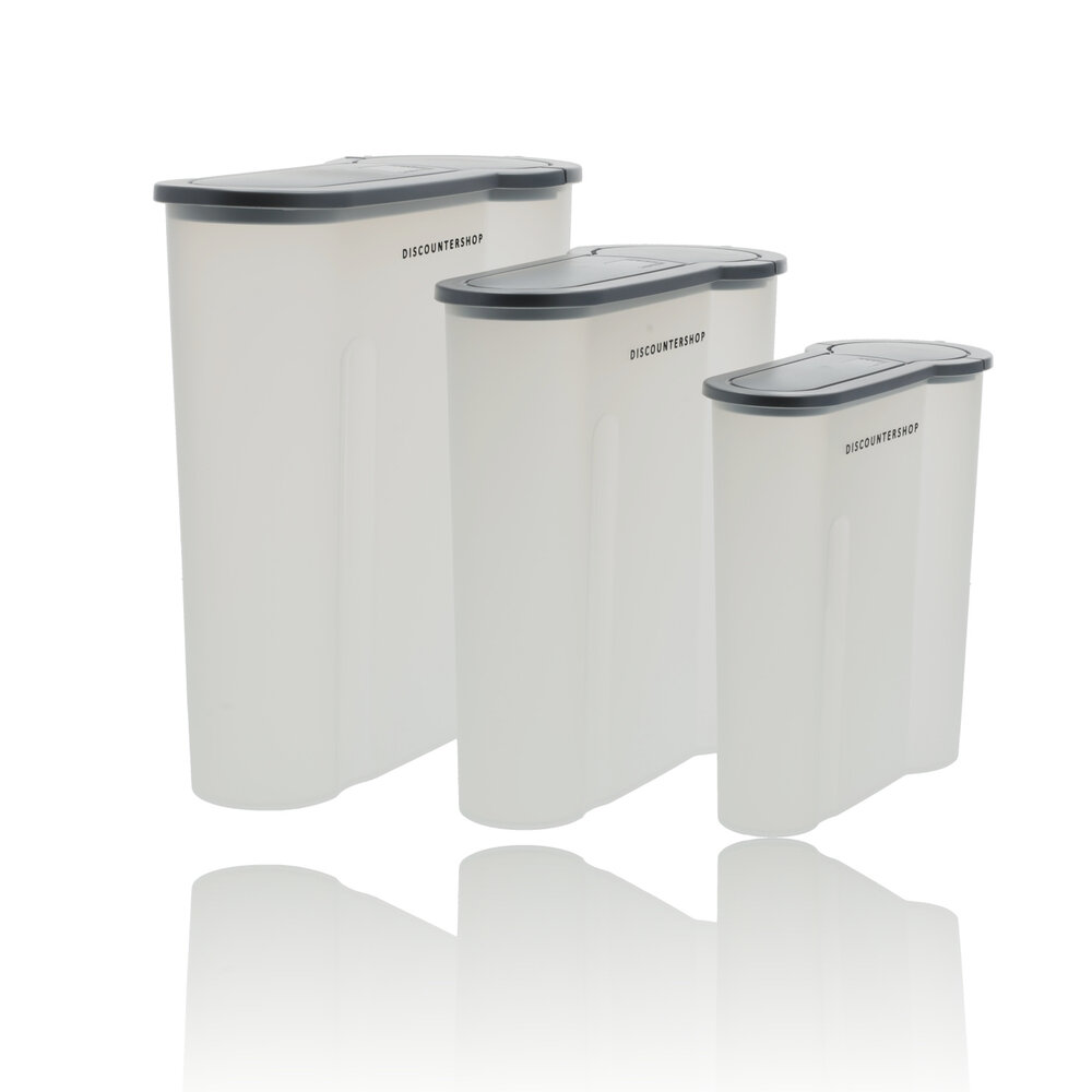 Discountershop Storage Jars Plastic 3-Piece - BPA Free - Airtight Plastic Kitchen Storage Set - 4L, 2.4L, 1.3L - Ideal for Grains & Pantry Discountershop Storage Jars Plastic 3-Piece - BPA Free - Airtight Plastic Kitchen Storage Set - 4L, 2.4L, 1.3L - Ideal for Grains & Pantry