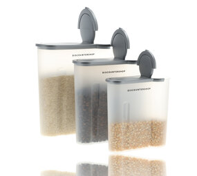 Discountershop Voorraadpotten Kunststof 3-Delig - BPA Vrij - Luchtdichte Strooibussen Set - 4L, 2.4L, 1.3L - Ideaal voor Granen & Voorraadkast Discountershop Voorraadpotten Kunststof 3-Delig - BPA Vrij - Luchtdichte Strooibussen Set - 4L, 2.4L, 1.3L - Ideaal voor Granen & Voorraadkast