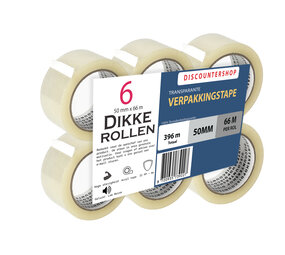 Discountershop Packaging Tape Transparent 50mm x 66m - 6 Rolls Strong Adhesive Tape - Low Noise PP Tape for Packaging & Shipping Discountershop Packaging Tape Transparent 50mm x 66m - 6 Rolls Strong Adhesive Tape - Low Noise PP Tape for Packaging & Shipping