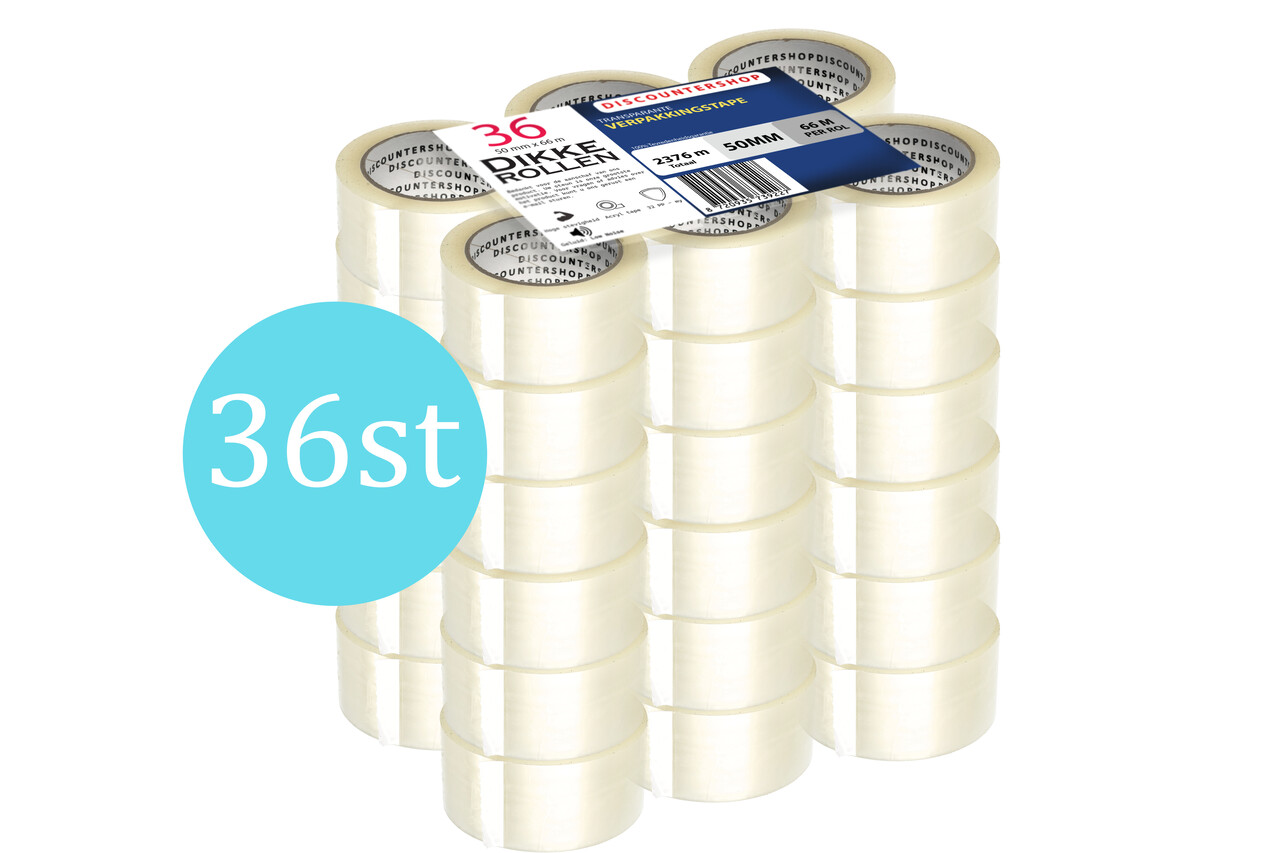 Discountershop Packaging Tape Transparent 50mm x 66m - 6 Rolls Strong Adhesive Tape - Low Noise PP Tape for Packaging & Shipping Discountershop Packaging Tape Transparent 50mm x 66m - 6 Rolls Strong Adhesive Tape - Low Noise PP Tape for Packaging & Shipping