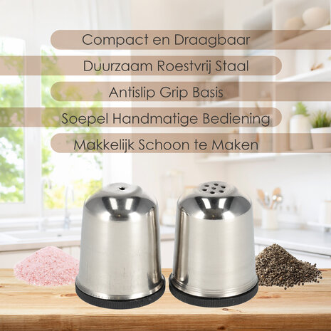 Discountershop Salt and Pepper Shaker Set - Stainless Steel - Adjustable Grinding Degree - Kitchenware Spice Set Discountershop Salt and Pepper Shaker Set - Stainless Steel - Adjustable Grinding Degree - Kitchenware Spice Set