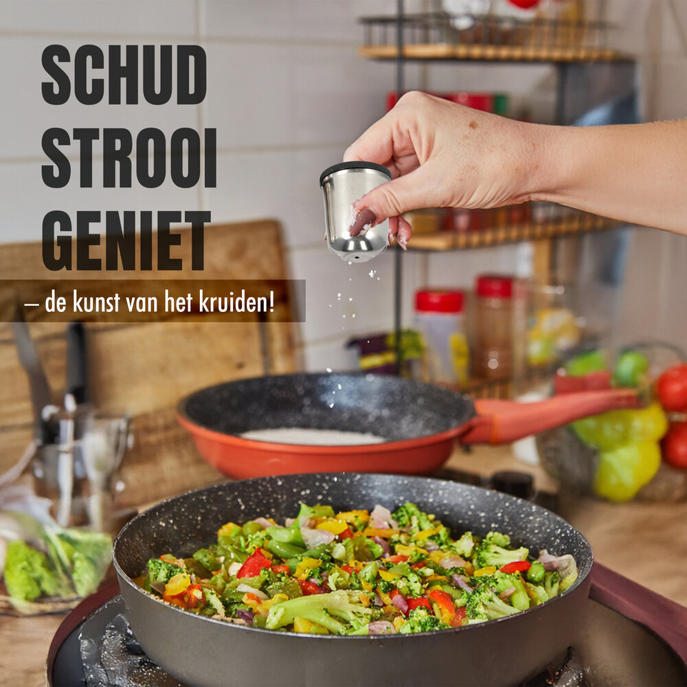 Discountershop Peper- en Zoutmolen Set - RVS - Handmatige Molens met Instelbare Maalgraad - Keukengerei - Perfect als Kerstcadeau