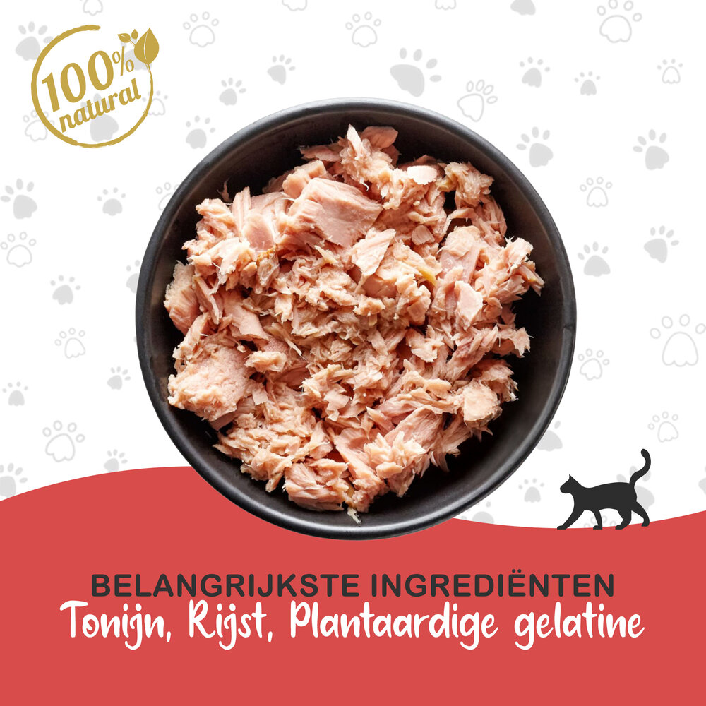 Merkloos 15x Wet Cat Food - Tuna in Jelly 85g - 51% Tuna & Rice - Juicy Tuna Gravy for Adult Cats Merkloos 15x Wet Cat Food - Tuna in Jelly 85g - 51% Tuna & Rice - Juicy Tuna Gravy for Adult Cats