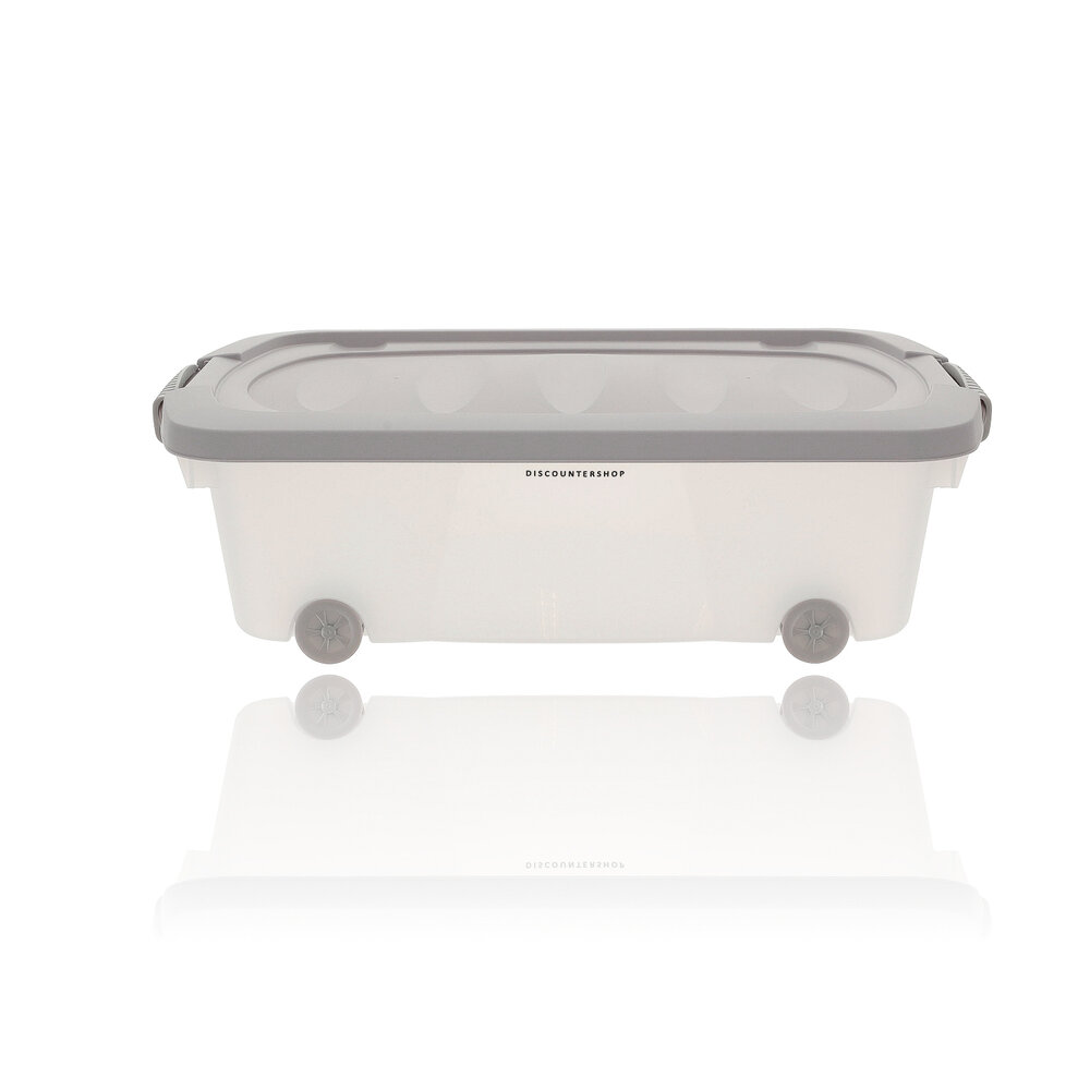 Discountershop Opbergbox 24 Liter Grijs - Onderbedbox op Wielen - Ideaal voor Speelgoed, Kleding en Opbergruimte Onder Bed - 60x38,5x18 cm